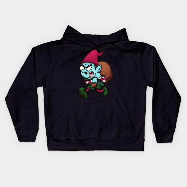 Evil Christmas Elf Stealing Presents Kids Hoodie by TheMaskedTooner